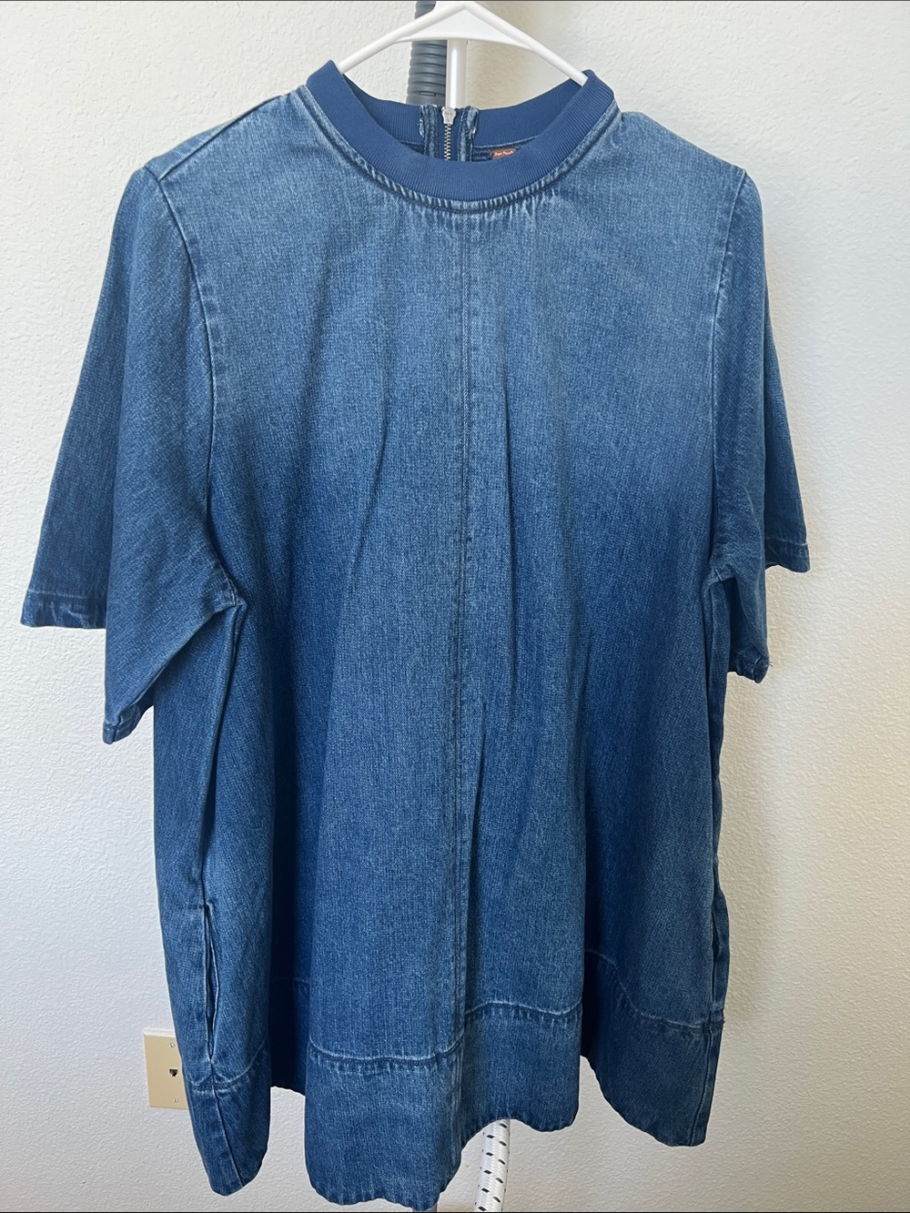 Free People Blue Denim Short Sleeve Tunic